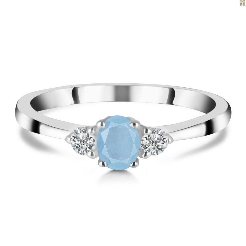 Aquamarine & White Topaz Ring AQM-RDR-2542.