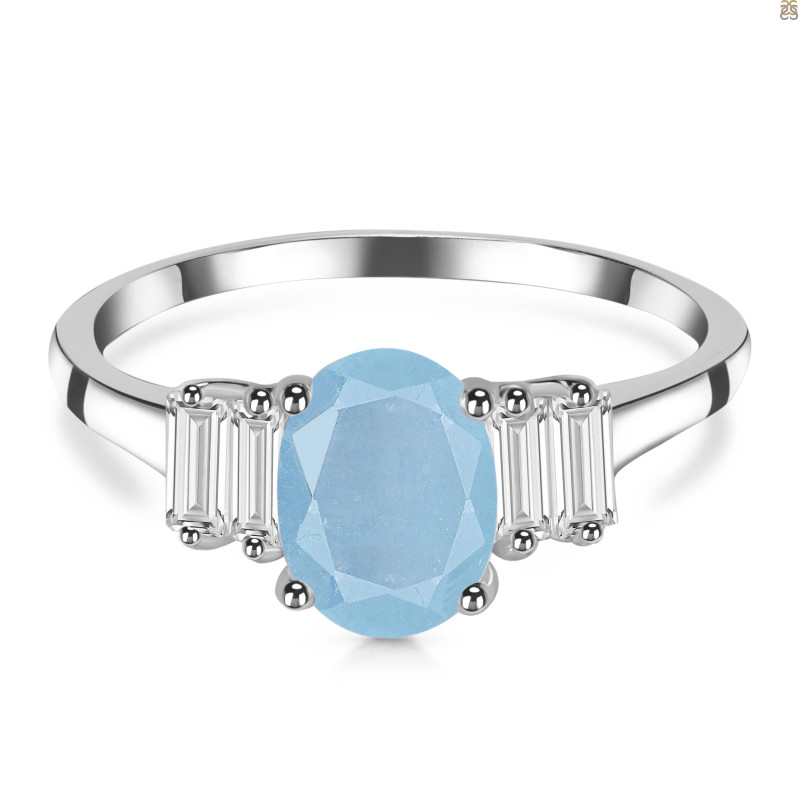 Aquamarine & White Topaz Ring AQM-RDR-2861.