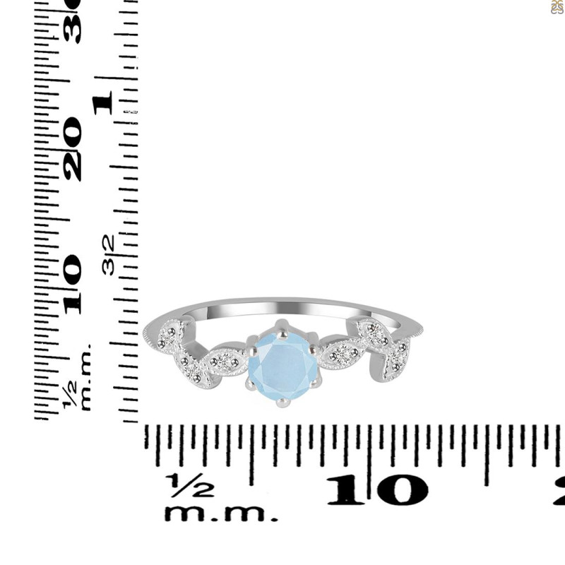 Aquamarine & White Topaz Ring AQM-RDR-2981.