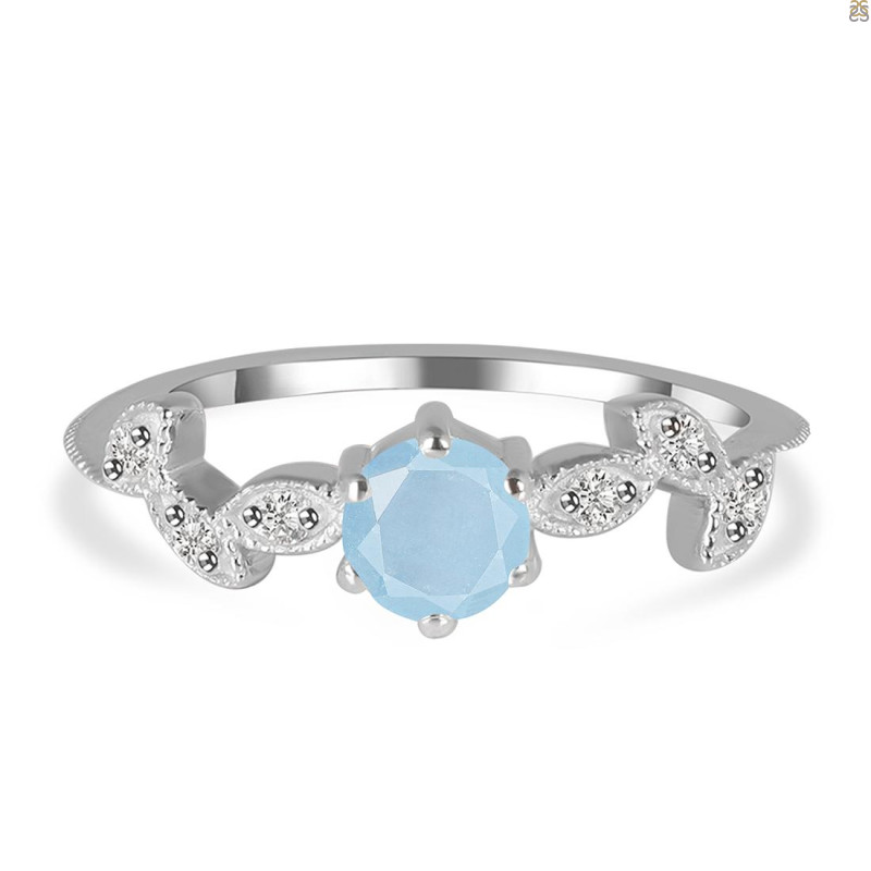 Aquamarine & White Topaz Ring AQM-RDR-2981.