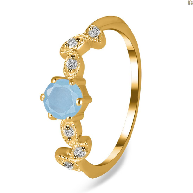 Aquamarine & White Topaz Ring AQM-RDR-2981.
