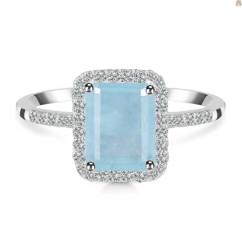 Aquamarine & White Topaz Ring AQM-RDR-3071.