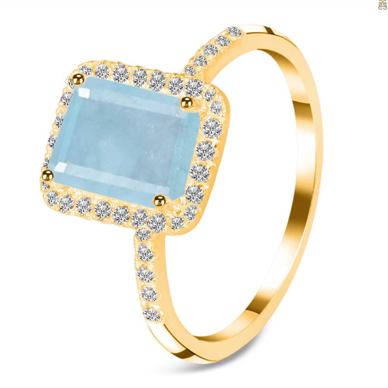 Aquamarine & White Topaz Ring AQM-RDR-3071.
