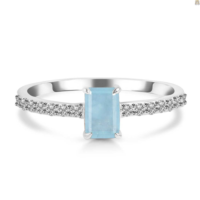 Aquamarine & White Topaz Ring AQM-RDR-3118.