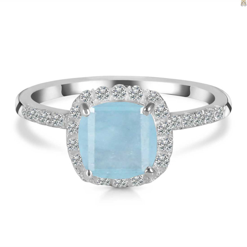 Aquamarine & White Topaz Ring AQM-RDR-3119.