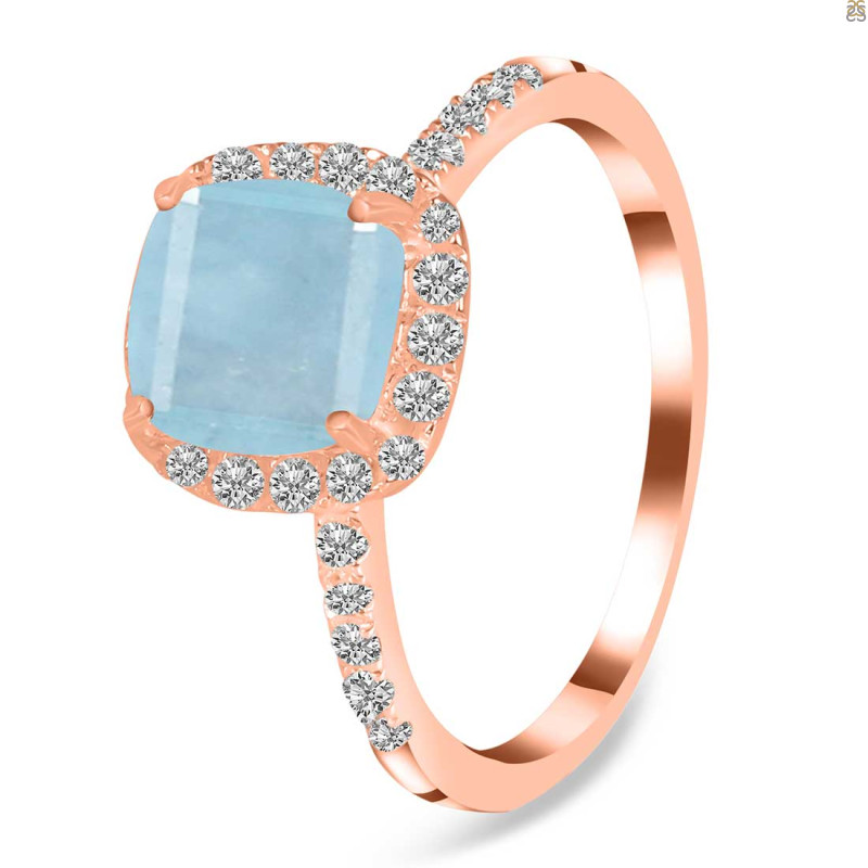 Aquamarine & White Topaz Ring AQM-RDR-3119.