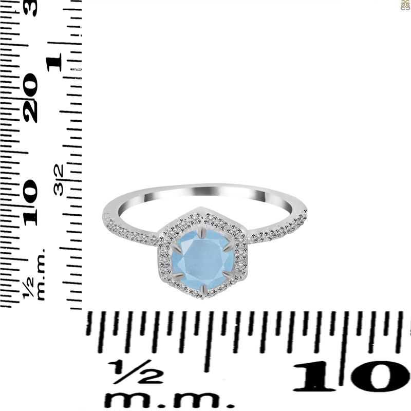 Aquamarine & White Topaz Ring AQM-RDR-3146.