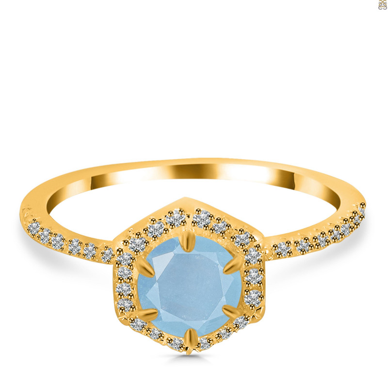 Aquamarine & White Topaz Ring AQM-RDR-3146.