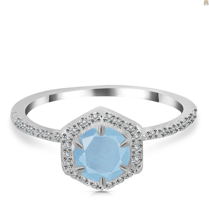 Aquamarine & White Topaz Ring AQM-RDR-3146.