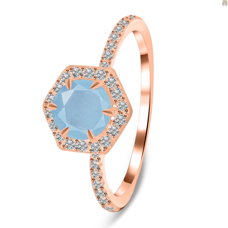 Aquamarine & White Topaz Ring AQM-RDR-3146.