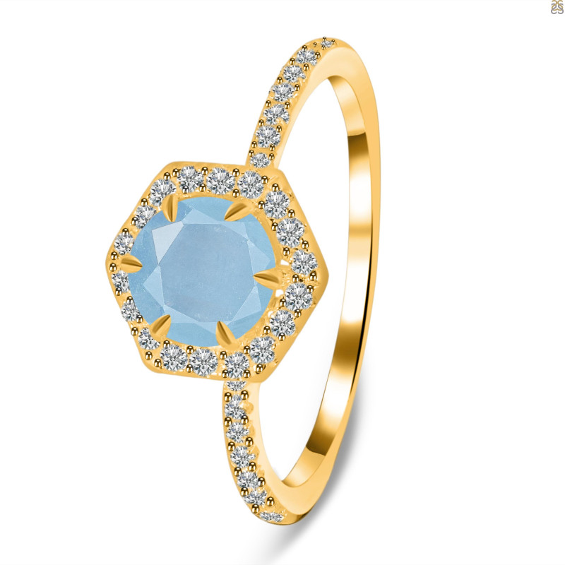 Aquamarine & White Topaz Ring AQM-RDR-3146.