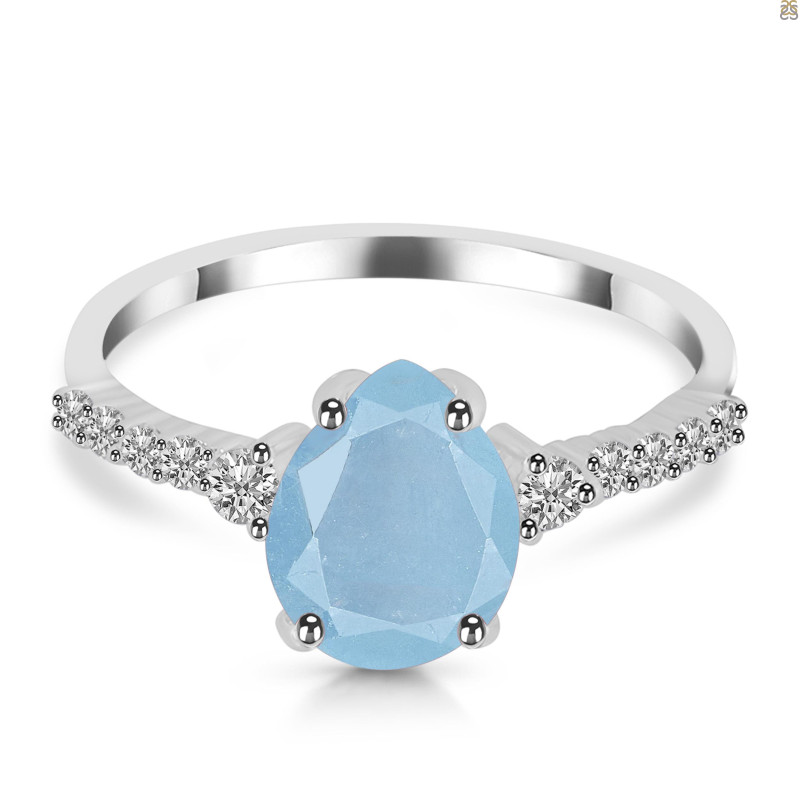 Aquamarine & White Topaz Ring AQM-RDR-3148.