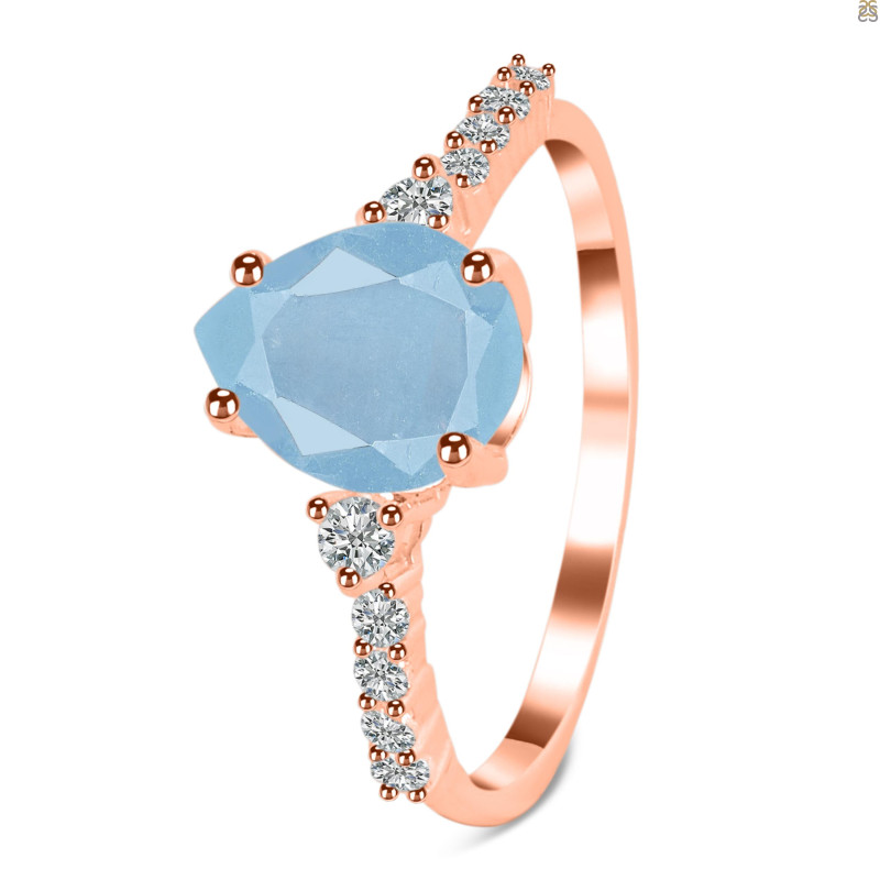 Aquamarine & White Topaz Ring AQM-RDR-3148.