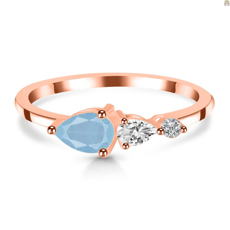Aquamarine  & White Topaz Ring AQM-RDR-3238.