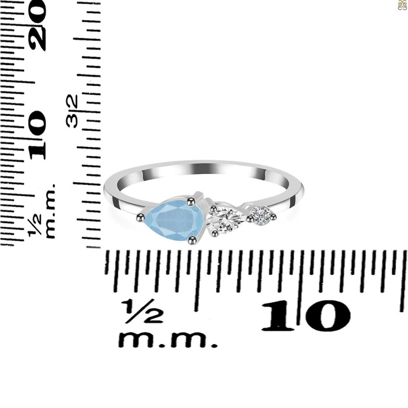 Aquamarine  & White Topaz Ring AQM-RDR-3238.