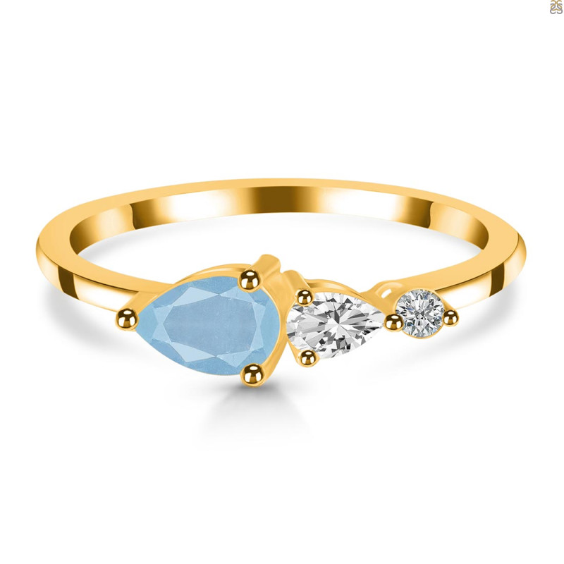 Aquamarine  & White Topaz Ring AQM-RDR-3238.