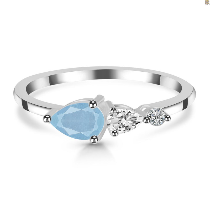 Aquamarine  & White Topaz Ring AQM-RDR-3238.