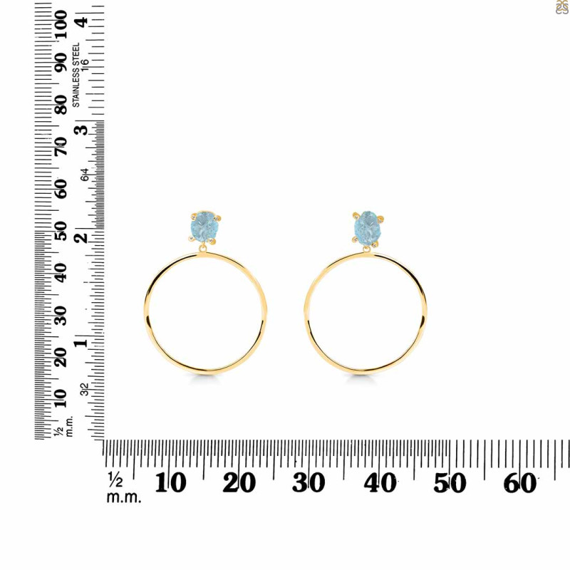 Aquamarine  Raw Crystal & White Topaz Earring AQM-RE-59.
