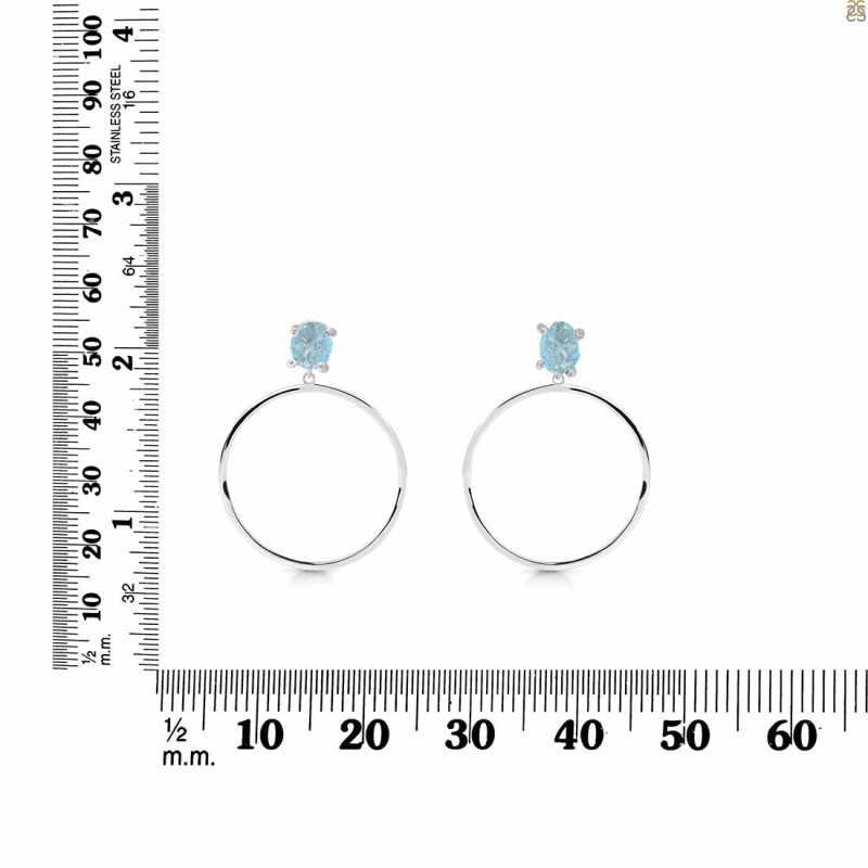 Aquamarine  Raw Crystal & White Topaz Earring AQM-RE-59.