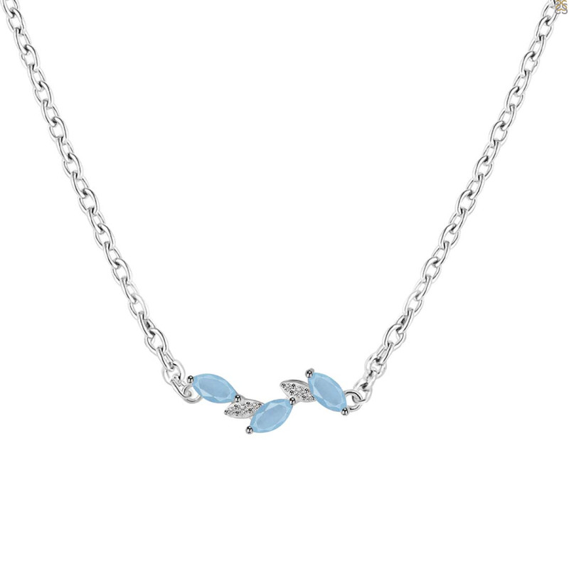 Aquamarine & White Topaz Necklace AQM-RDN-460.