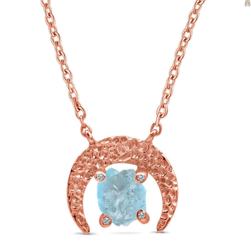 Aquamarine Raw Crystal & White Topaz Necklace AQM-RN-67.