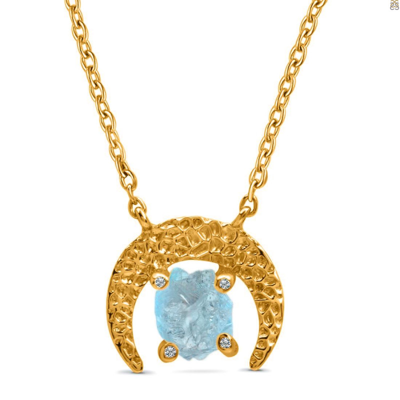 Aquamarine Raw Crystal & White Topaz Necklace AQM-RN-67.