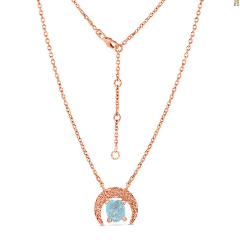 Aquamarine Raw Crystal & White Topaz Necklace AQM-RN-67.