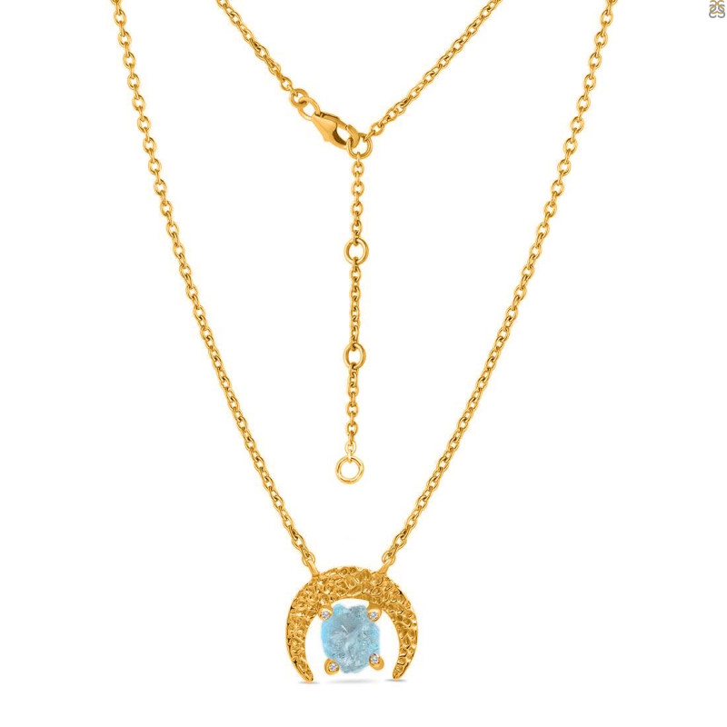 Aquamarine Raw Crystal & White Topaz Necklace AQM-RN-67.