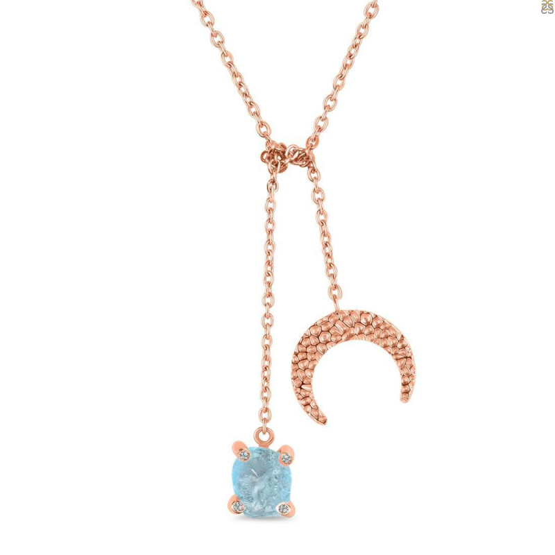 Aquamarine Raw Crystal & White Topaz Necklace AQM-RN-71.