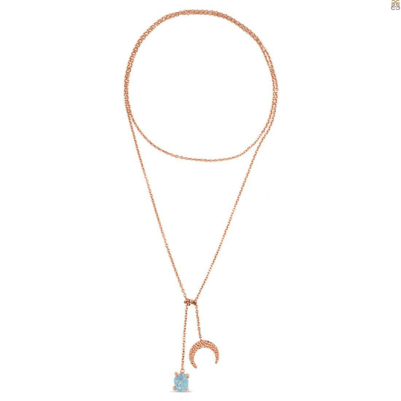 Aquamarine Raw Crystal & White Topaz Necklace AQM-RN-71.