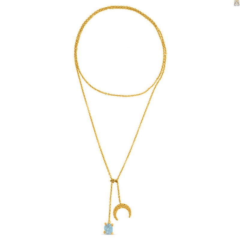 Aquamarine Raw Crystal & White Topaz Necklace AQM-RN-71.