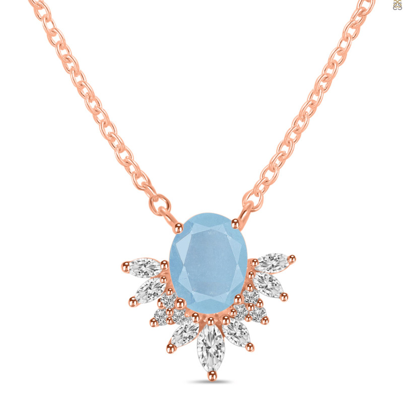 Aquamarine & White Topaz Necklace AQM-RN-72.