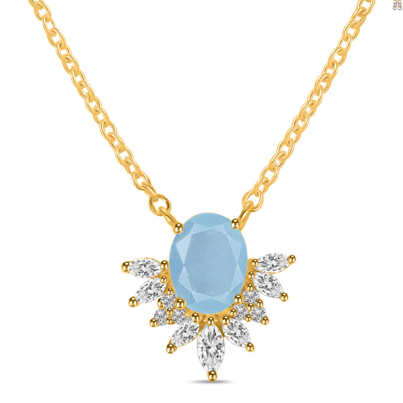 Aquamarine & White Topaz Necklace AQM-RN-72.