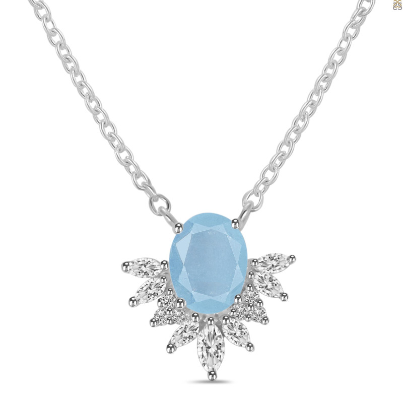 Aquamarine & White Topaz Necklace AQM-RN-72.