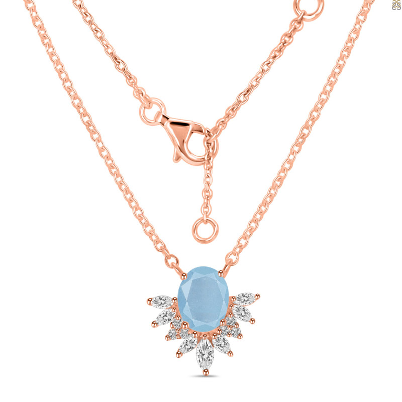 Aquamarine & White Topaz Necklace AQM-RN-72.