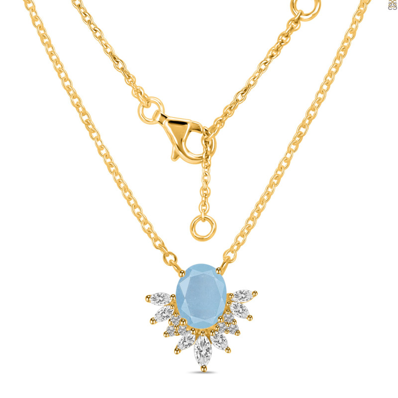 Aquamarine & White Topaz Necklace AQM-RN-72.