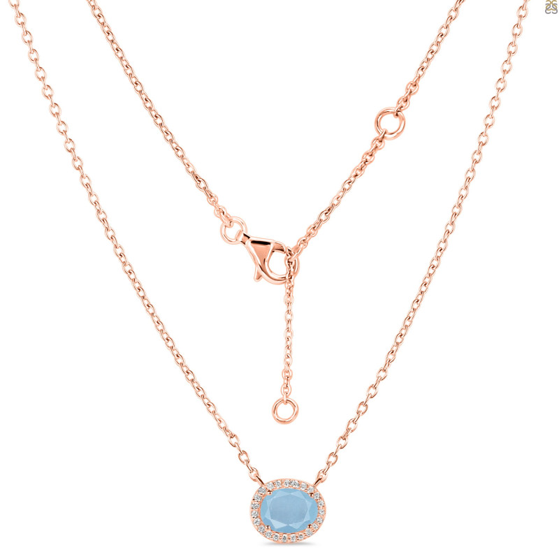 Aquamarine & White Topaz Necklace AQM-RN-85.