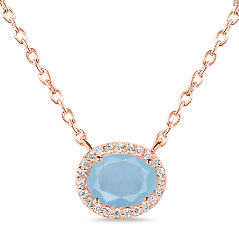 Aquamarine & White Topaz Necklace AQM-RN-85.