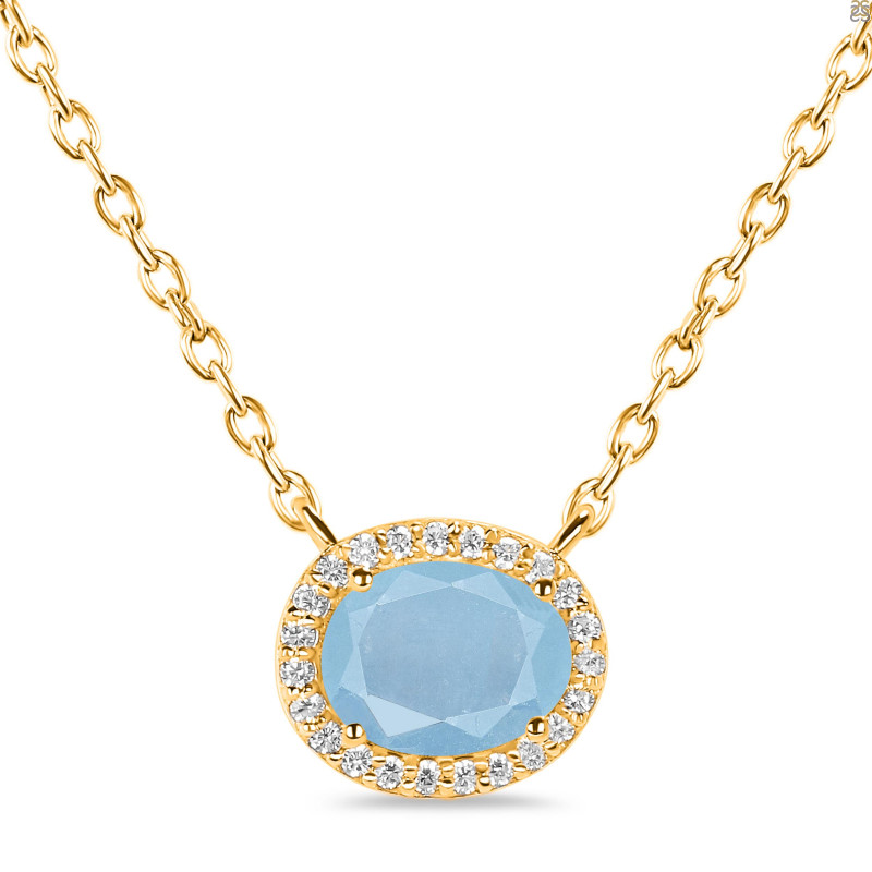 Aquamarine & White Topaz Necklace AQM-RN-85.