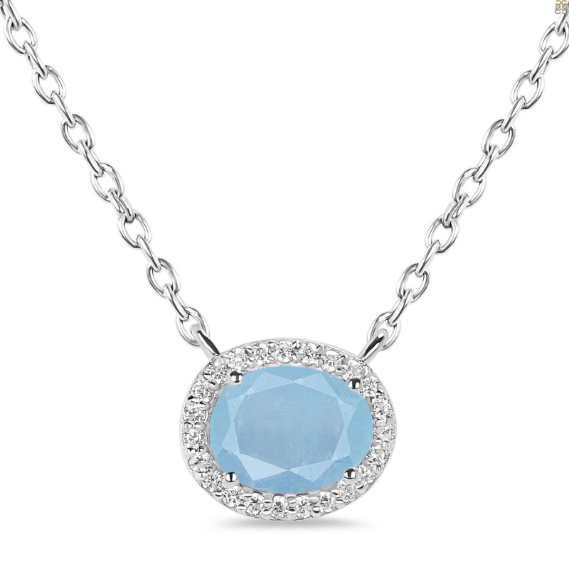 Aquamarine & White Topaz Necklace AQM-RN-85.