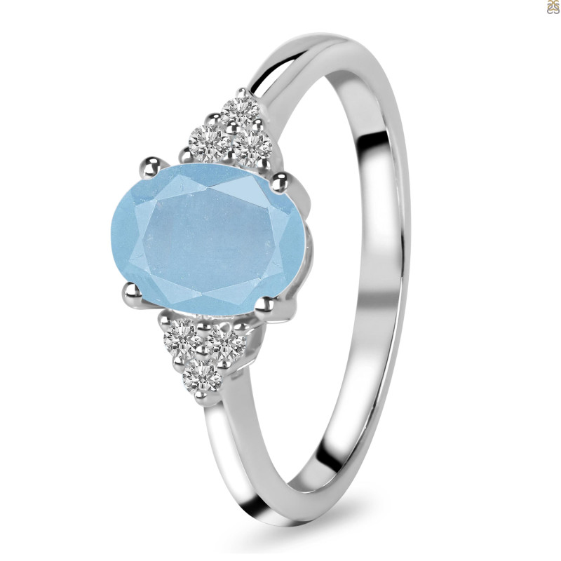 Aquamarine & White Topaz Ring AQM-RR-364.