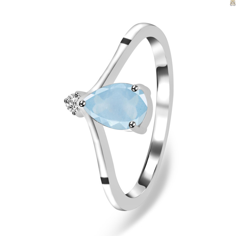 Aquamarine & White Topaz Ring AQM-RR-374.