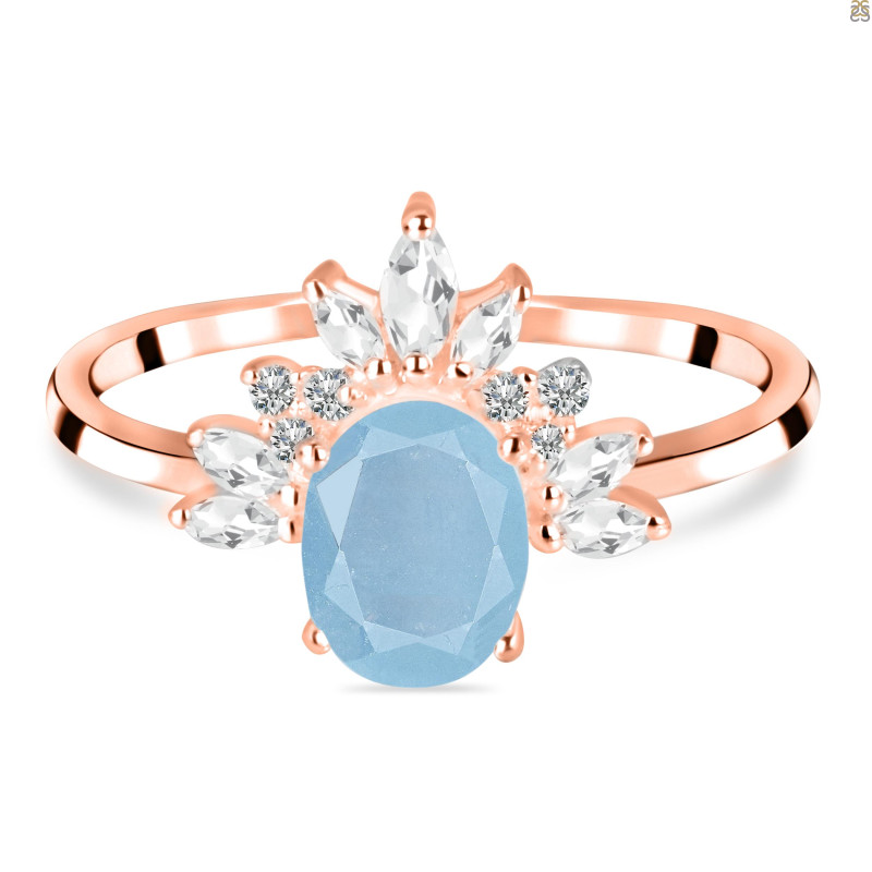 Aquamarine & White Topaz Ring AQM-RR-405.