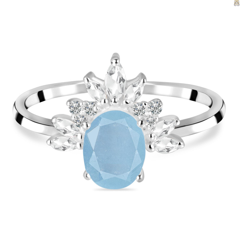 Aquamarine & White Topaz Ring AQM-RR-405.