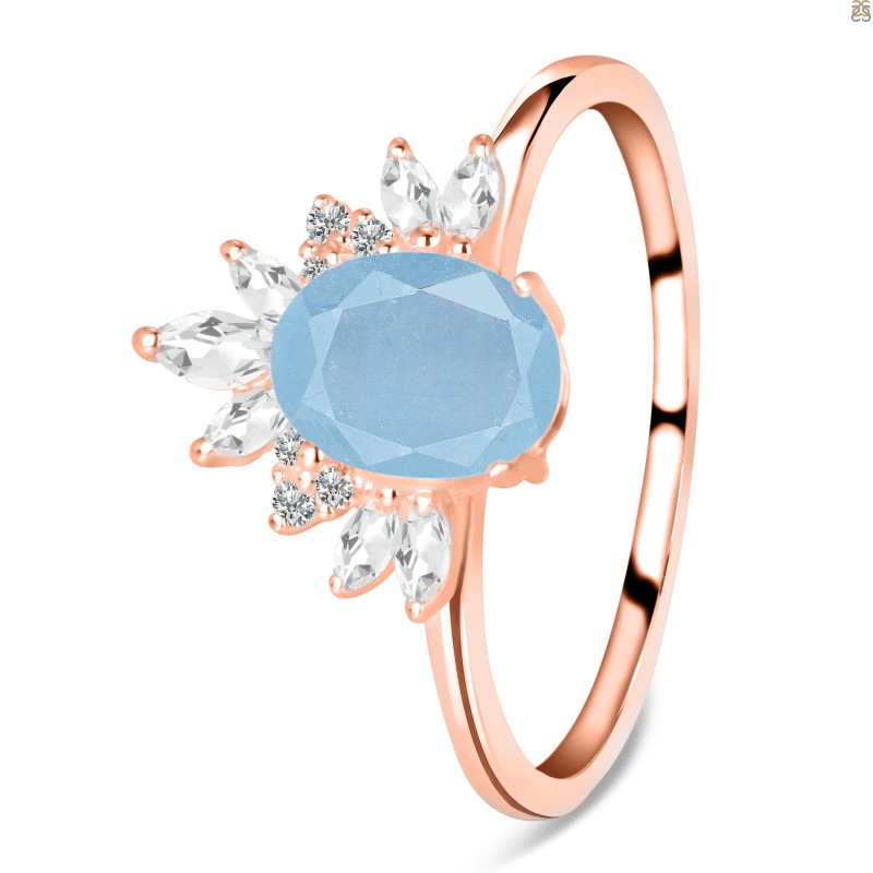 Aquamarine & White Topaz Ring AQM-RR-405.