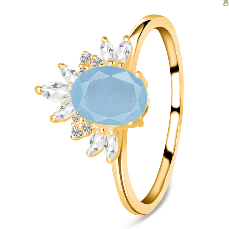 Aquamarine & White Topaz Ring AQM-RR-405.