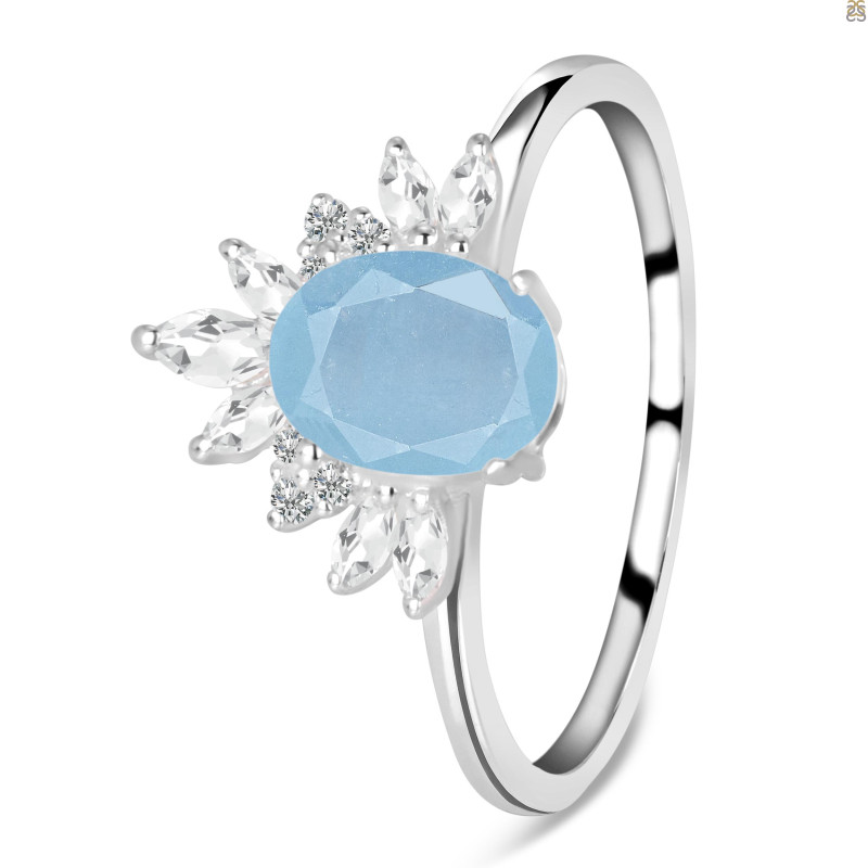Aquamarine & White Topaz Ring AQM-RR-405.