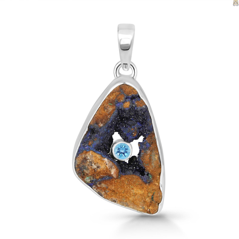 Azurite Druzy Pendant-SP AZR-1-87