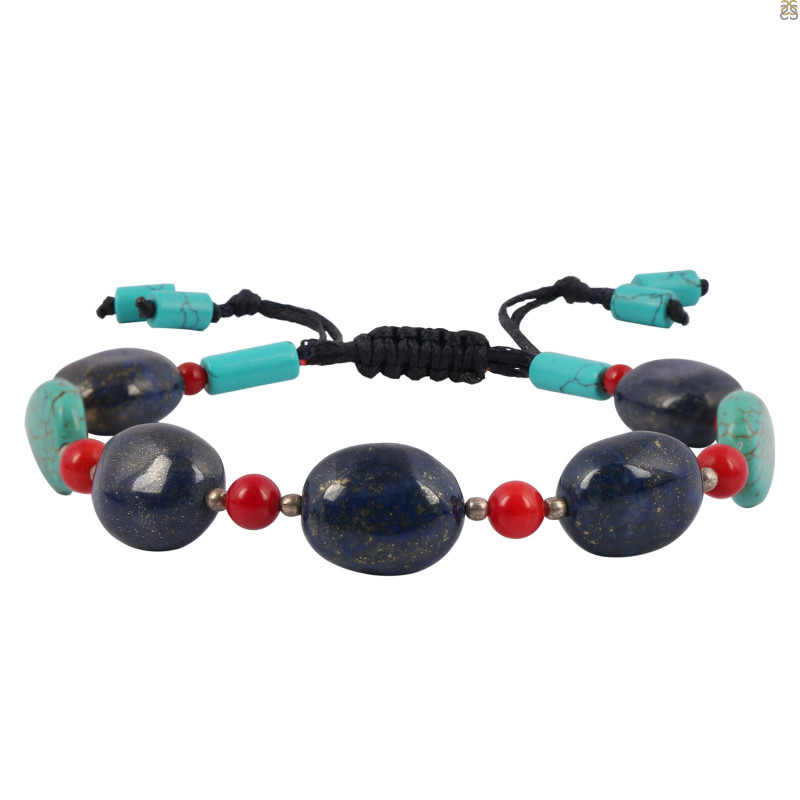 Lapis / Turquoise / Red Coral Beaded Bracelet BDD-11-108