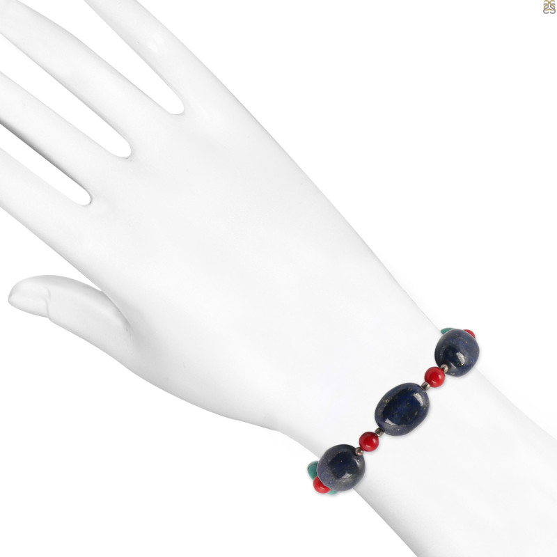 Lapis / Turquoise / Red Coral Beaded Bracelet BDD-11-108
